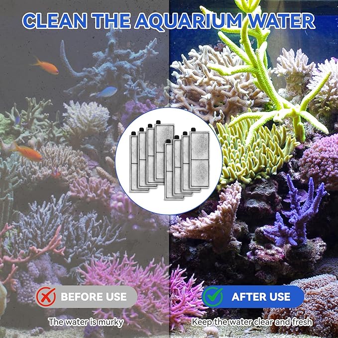 8 Pcs RF-L Fish Tank Filter Cartridges for Topfin L Retreat Filters,Aquarium Replacement Large Filter Cartridge with Carbon Compatible with Top Fin Desktop Aquariums with Large Retreat Filter