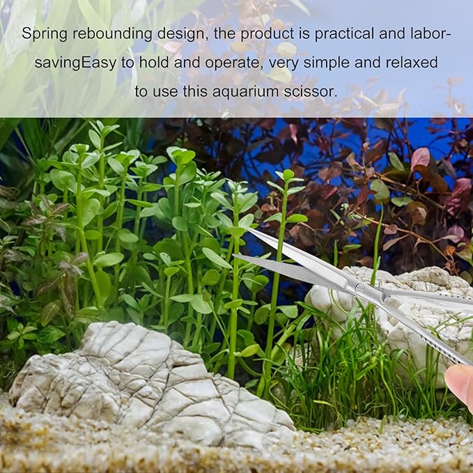 Aquarium Water Grass Stainless Steel Spring Action Curved Aquatic Plant Tongs Fish Tank Landscaping Tools for Aquarium Embroidery