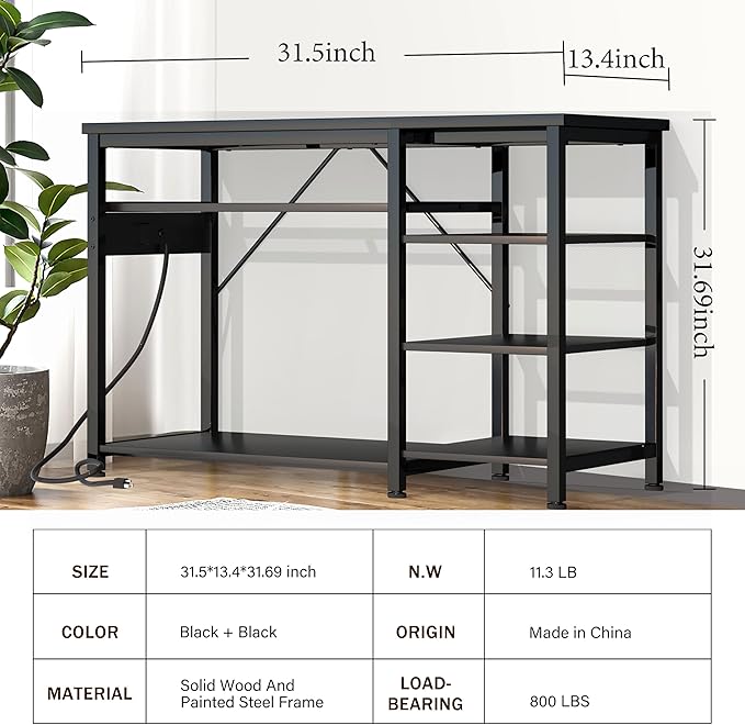 Keelian 20-40 Gallon Fish Tank Stand: Heavy Duty Aquarium Stand with Power Outlets and Cabinet for Fish Tank Accessories Storage - Metal Frame, 800LBS Capacity, Suitable for Fish & Reptile Terrariums