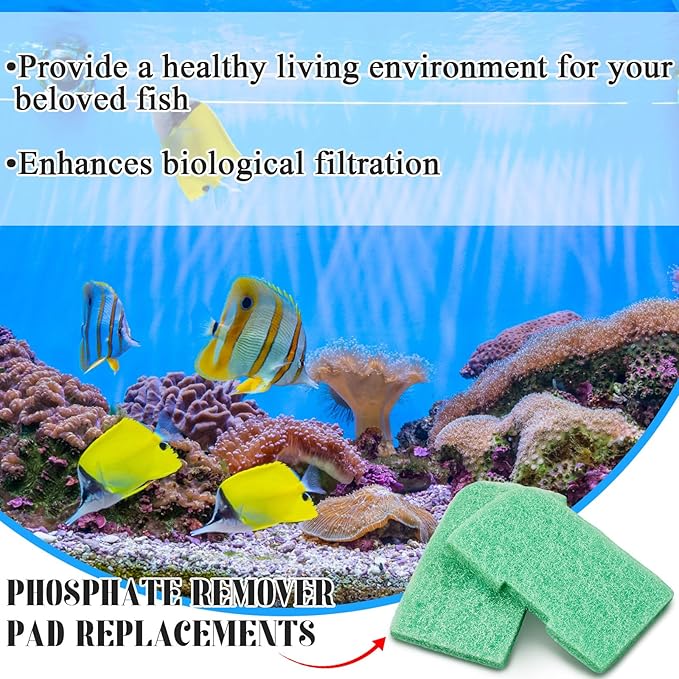 Threlaco 20 Pack Compatible with Fluval 307/407/306/406 Phosphate Remover Pads, Aquarium Canister Filter Media Replacement Pads for Fish Tank (Green)