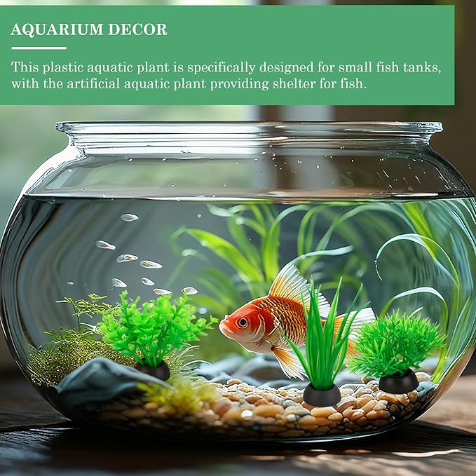 20PCS Colorful Aquarium Decorations Set - Artificial Plastic Plants with Stable Base Fake Underwater Plants for Freshwater Small Aquariums