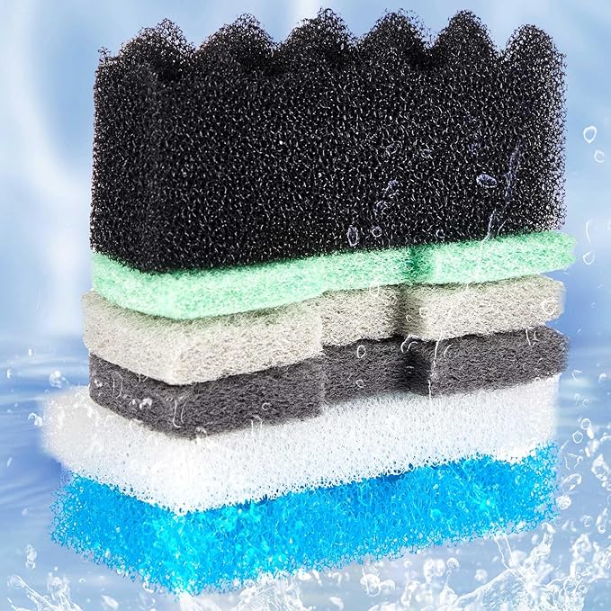 Threlaco 32 Pcs Filter Media Compatible with Fluval 106/107, Aquarium Replacement Maintenance Kit, Including Biological Sponge, Ammonia/Phosphate/Nitrite Remover Pad, Aquarium Towel, Grease