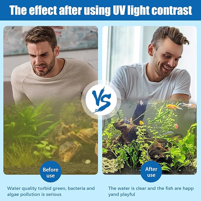 Aquarium Clean Light，7W&9W&11W&13W Algae Bloom Clean Light for Fish Tank,Submersible Light with Timer,Aquarium Water Clean Green Clear Waterproof Clean Lamp for Pond,Swimming Pool