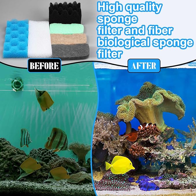 Threlaco 32 Pcs Filter Media Compatible with 306/307 Filters, Aquarium Replacement Maintenance Kit Including Biological Sponge, Ammonia/Phosphate/Nitrite Remover Pad, Aquarium Towel, Grease