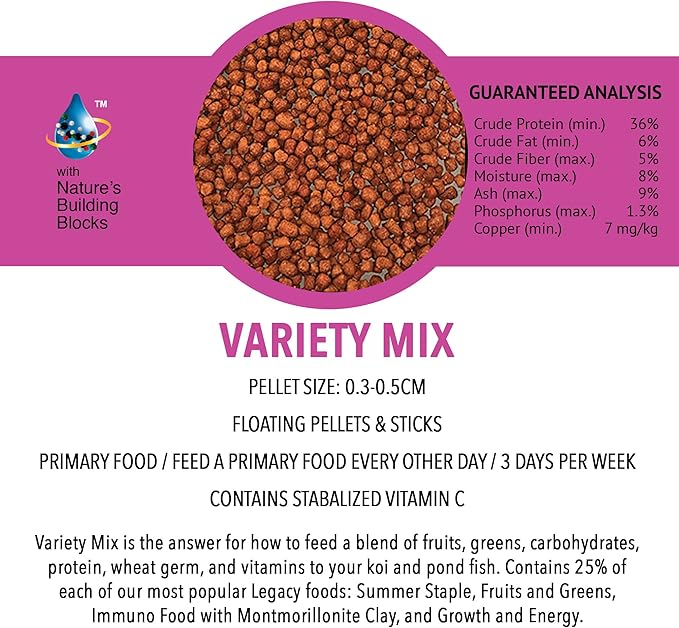 MICROBE-LIFT MLLVMBAG Variety Mix Floating Fish Food Pellets and Sticks for Ponds, Water Gardens, and Fountains, for Live Goldfish and Koi, 40 Pounds