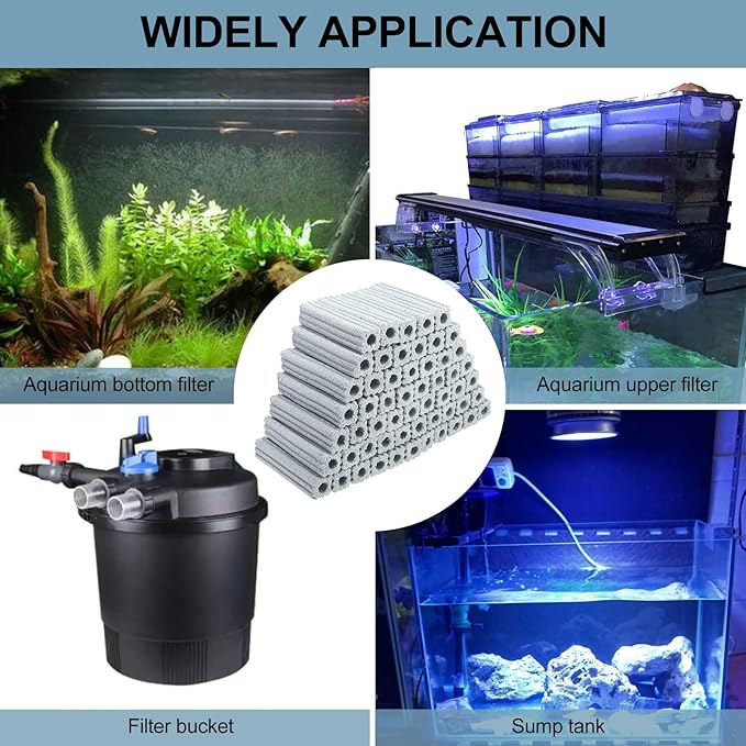 RealPlus Ceramic Bio Filter Media for Aquarium Sump Canister Pond Fish Tank, Vast Surface Area (6.2" Length / 24pcs)