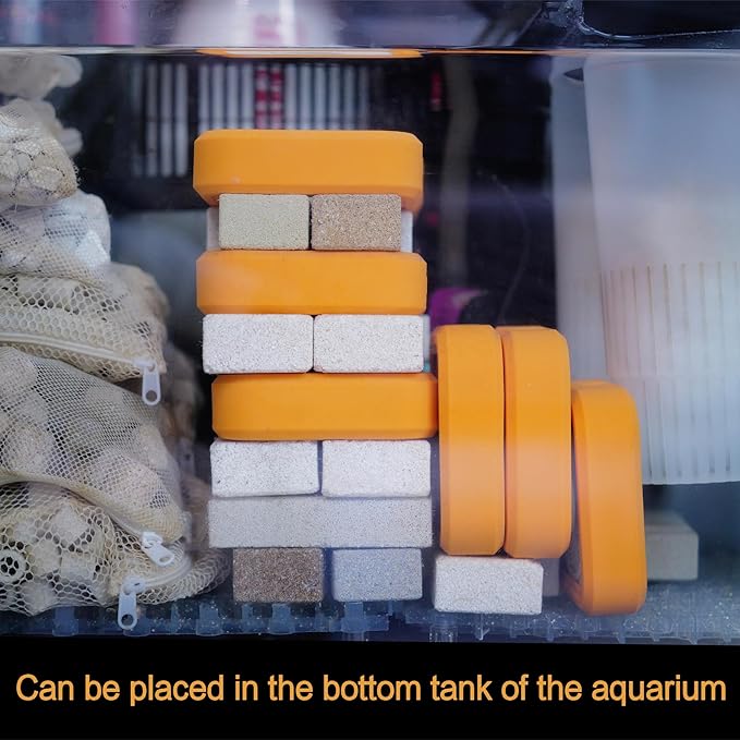 Aquarium Ceramic Plate Bio Filter Media Biological Filter Brick with Orange Border Square Circular Holefor Marine and Freshwater Fish Tank