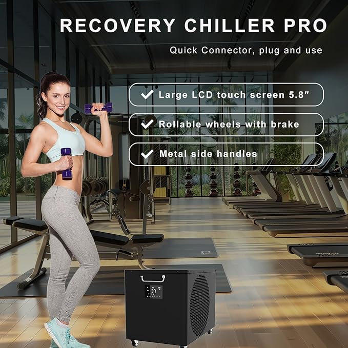 Hi-Q 1HP Cold Plunge Chiller and Heater All-in-One, Smart Ice Bath Machine with App Control & Integrated Pump, Portable Indoor/Outdoor Water Cooler with Wheels for Recovery Tub, Includes 4 Filters