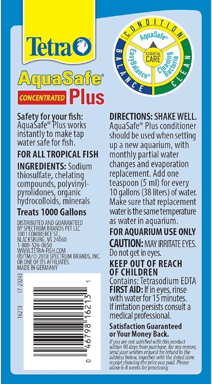 Tetra Aqua Safe Plus Water Conditioner, 16.90 oz/500ml