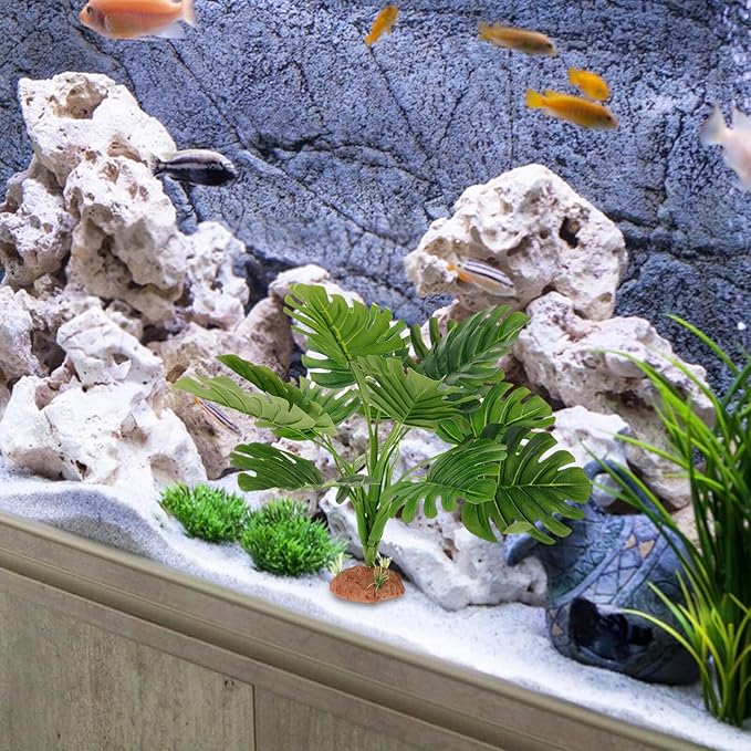Happyyami Artificial Aquarium Plants High Simulation Fake Aquatic Plant for Tank Decoration Fade-Resistant Lightweight Safe for Fish Lively Atmosphere Look