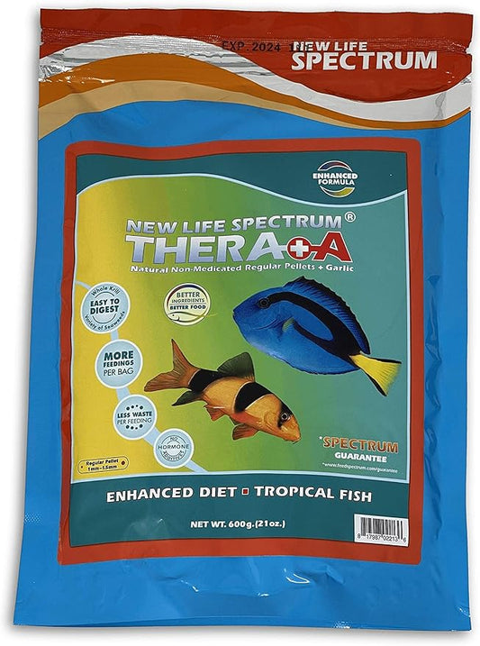 New Life Spectrum Thera+A Regular 1mm Pellet Fish Food for Fresh & Saltwater Fish 600g