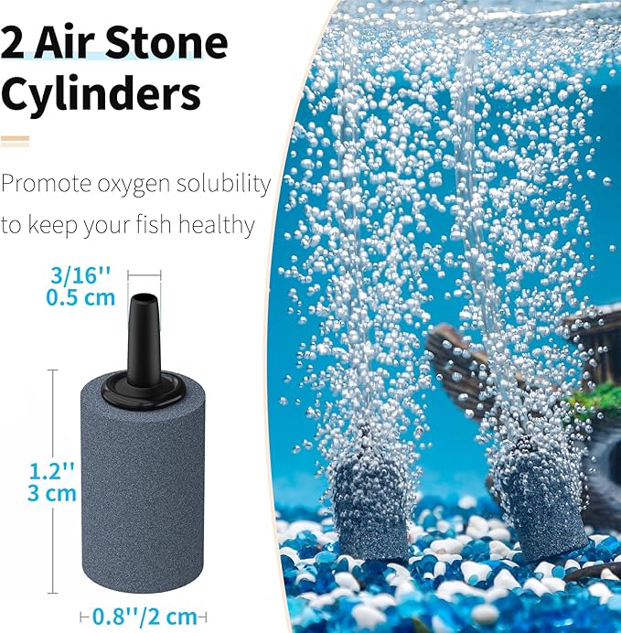 Pawfly 26 Feet Aquarium Air Tubing Standard 3/16" Airline Tubing Air Pump Accessories with Air Stones, Check Valves, Suction Cups and Connectors