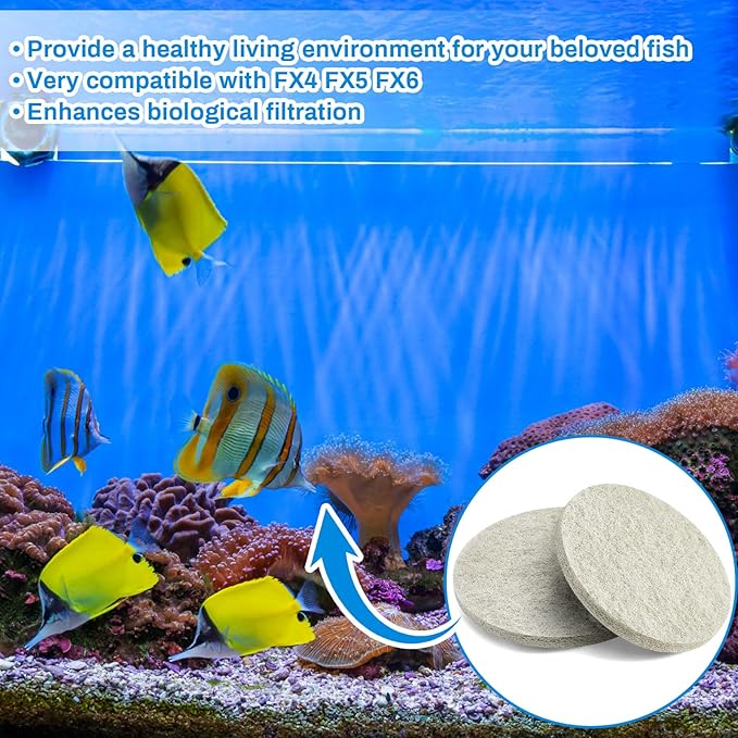 Tranqun 12 Pack Filter Pads Compatible with Fx4 Fx5 / Fx6 7.09 x 7.09 x 0.63 Inch Ammonia Remover Pad Replacement Cellucotton Aquarium Filter Accessories