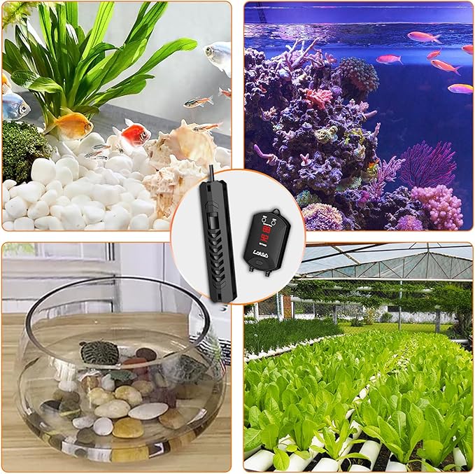 Upgraded 300W Intelligent Aquarium Heater,59°F-93°F Submersible Fish Tank Heater with Intelligent Digital Display Controller and Auto Power Off for 25-80 Gallon Freshwater Saltwater Fish Tanks