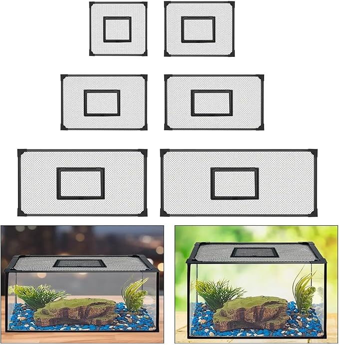 Mesh Screen Netting for Fish, Magnetic Self Assembly Fish Tank Lid Net Cover Multiple Sizes(50x30cm)