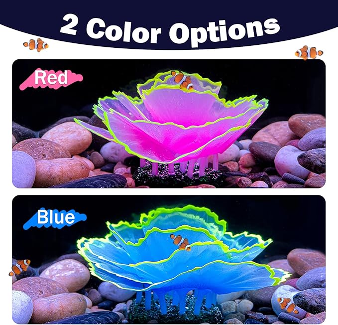 Dynamic Glow in The Dark Aquarium Decorations: Unleashing Visual Effects with Soft Silica Gel, Changing Lights, and Colorful Glowing Coral Ornaments for Enchanting Fish Tank Decor