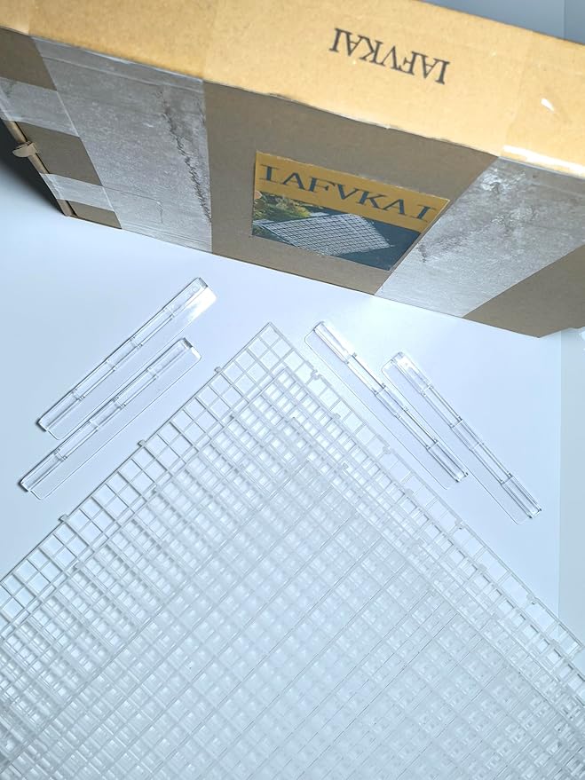 4 PCS Aquarium Lid Hood Fish Tank Top Cover Plastic Grid Panel Egg Crate Grate Bottom Isolation Filter Tray Separation Hoods with Acrylic Clear Clips Holder Transparent