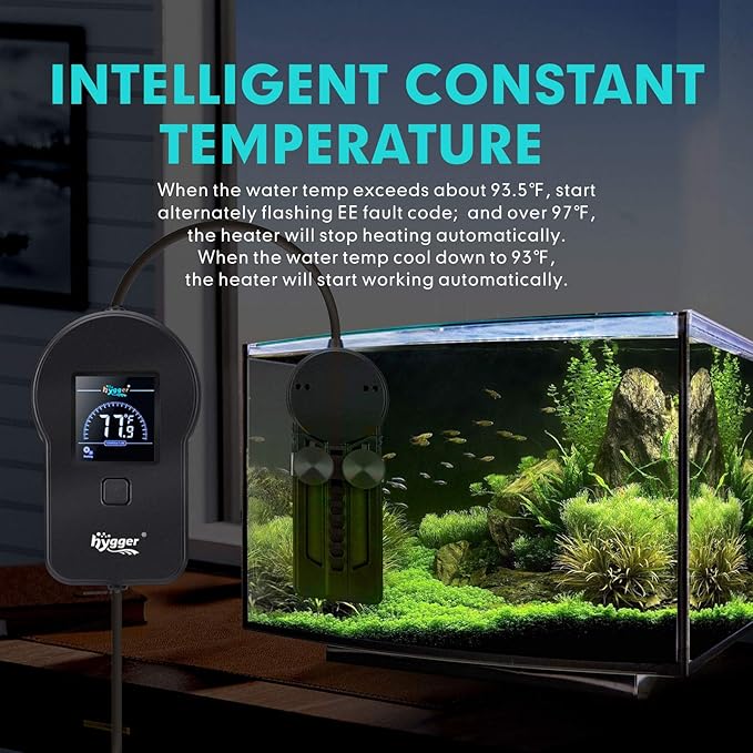 hygger 800W Aquarium Heater, Submersible Fish Tank Water Heater with External Color LED Digital Temperature Controller, Fast Heating for 120-180 Gallon