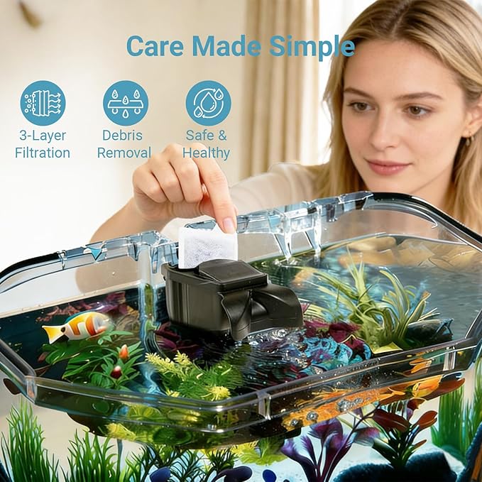 Koller Products Small Aquarium Filter Cartridges 6-Pack, High-Efficiency Replacement for 3–6 Gallon Aquariums, Keeps Water Crystal Clear