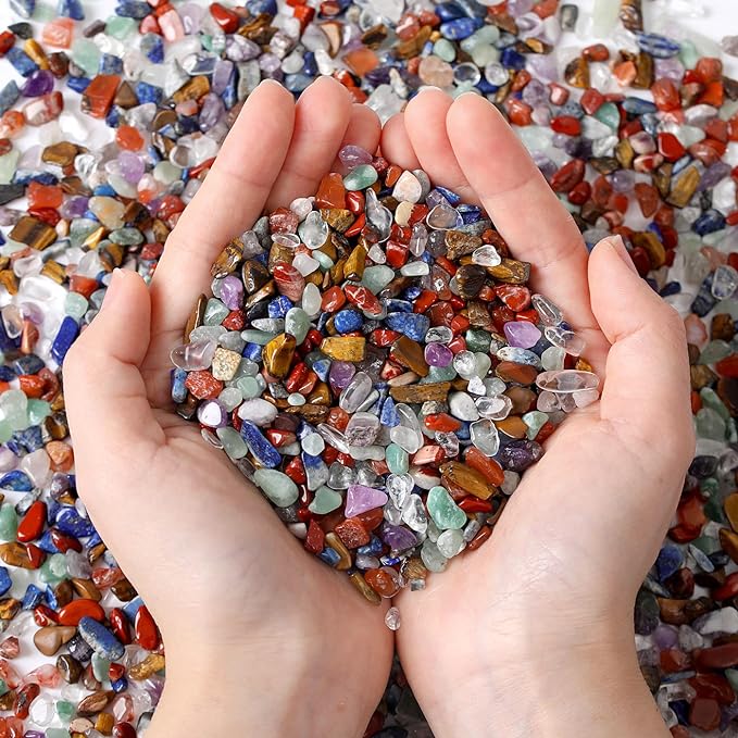MAIBAOTA Natural 7 Chakra Crystal Quartz Rocks Chips Vase Filler Rocks for Succulent Plant Small Fish Tank Aquarium Gravel Decorative Pebbles Stones(200 gram)