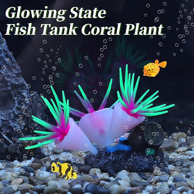 Fluorescent Aquarium Coral, Vibrant Glowing Effect, Fish Tank Decorations, Artificial Accessories, Green