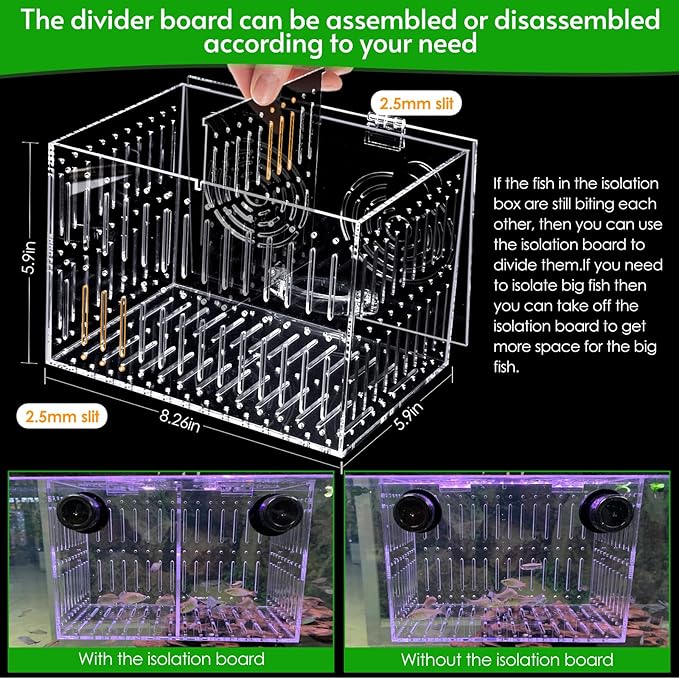 Magnet Acclimation Box for Saltwater Fish Quarantine Aquarium Isolation Box for Aquarium Fish Anemone Reef Coral
