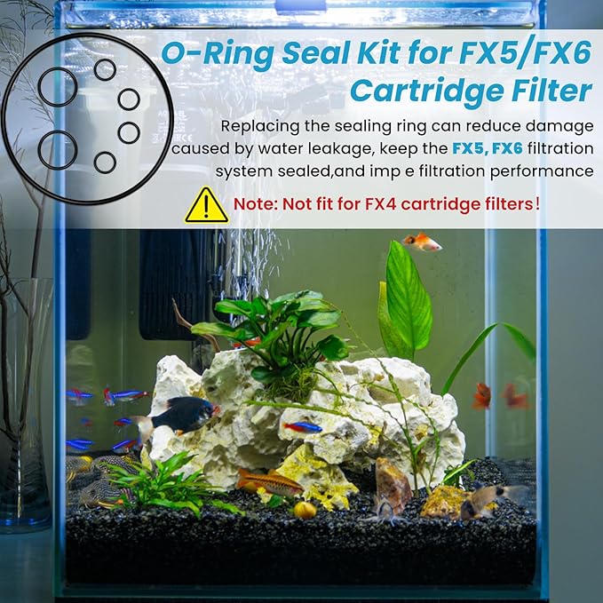 ETZ O-Ring Seal Kit for Fx5/Fx6 Aquarium Cartridge Filter, Fit for Fluval A-20207, A-20210, A-20212 Aquarium Filter Seal Ring Replacement