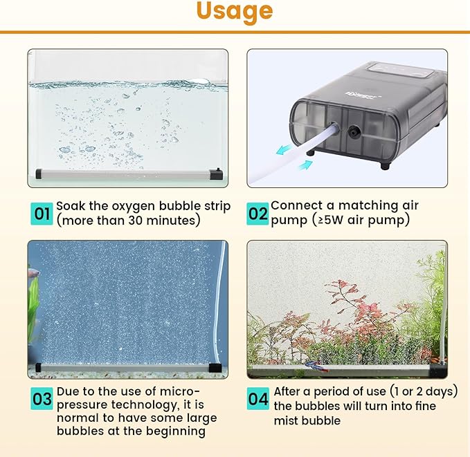 hygger Aquarium Bubble Strip, Nano Air Bubble Curtain Wall Aquarium Air Stone Kit, Quiet High Dissolved Oxygen Diffuser Fish Tank Bubbler Decorations for Freshwater Saltwater (13.8 Inch)