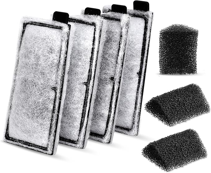 hygger HG009 Aquarium Filter Replacement Carbon Filter Cartridges 4 Pcs with Triangle Filter Sponge 3 Pcs (S)