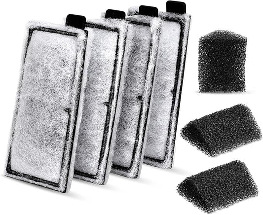 hygger HG009 Aquarium Filter Replacement Carbon Filter Cartridges 4 Pcs with Triangle Filter Sponge 3 Pcs (S)
