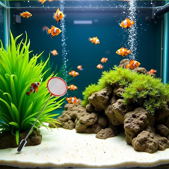 1Pc Random Color Aquarium Fish Net 3 Inches Fine Mesh Skimmer for Small Fish for Tank Catching Cleaning Net with 9 Inches Long Handle Aquarium Net Fine Mesh Cleaning Small