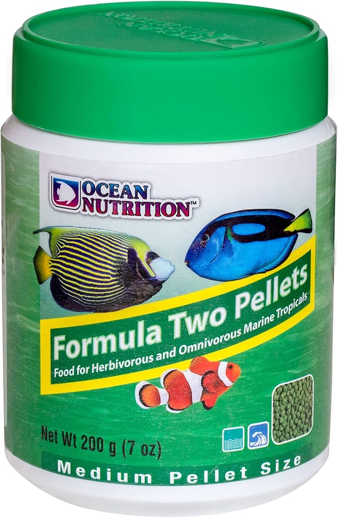 Ocean Nutrition Formula Two Pellets - Fish Food for Herbivorous & Omnivorous Marine Tropical Fish, High Protein(40%) - 7 oz (200 g) Medium Pellets