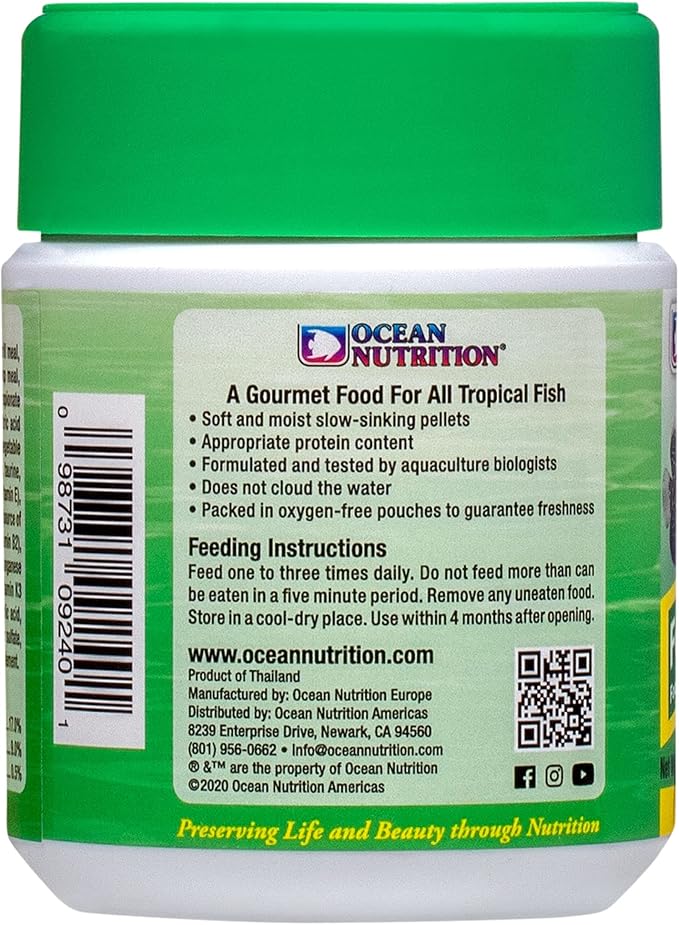 Ocean Nutrition Formula Two Pellets - Fish Food for Herbivorous & Omnivorous Marine Tropical Fish, High Protein(40%) - 3.5 oz (100 g) Small Pellets