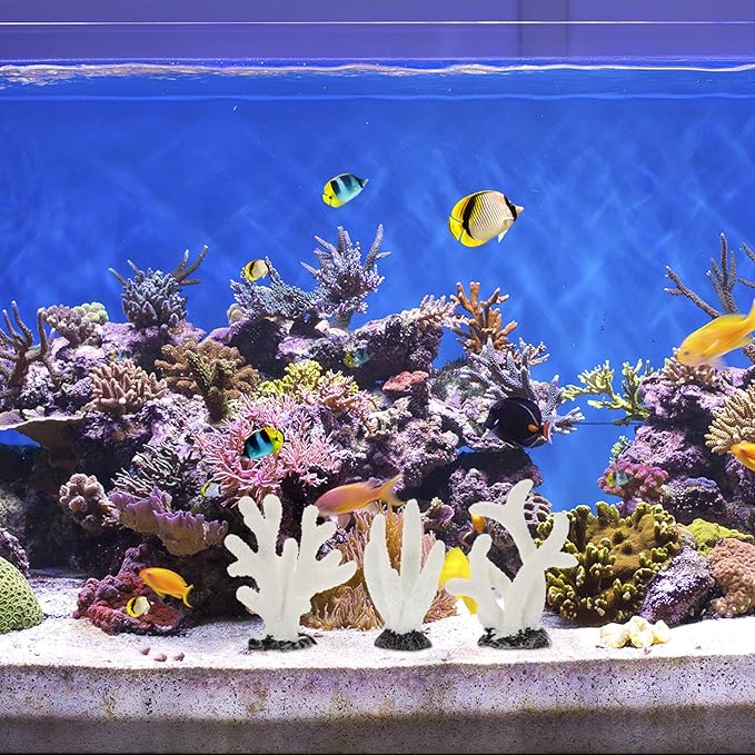 NOLITOY 5pcs Artificial Aquarium Coral Ornament, Simulated Coral Faux Fish Tank Plants Decorations for Landscaping Accessories Tabletop Decor