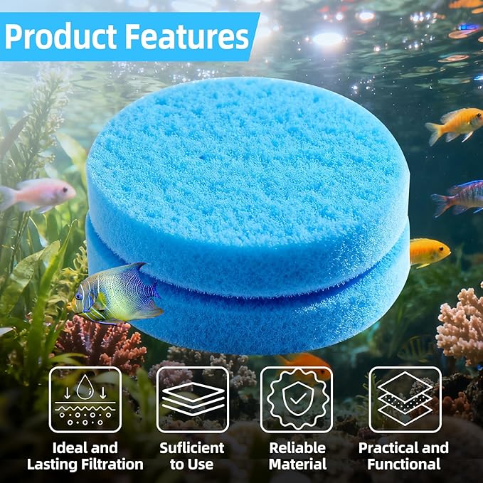 SaferCCTV 24Pcs Fine Filter Water Polishing Pads Compatible with Fx4, Fx5, Fx12, Aquarium Filter Canister Filter Cotton Replacement Pad, Blue