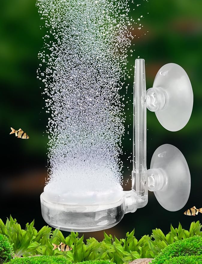 Upettools 1.4inch Aquarium Air Stone Fish Tank Nano Bubble Stone Kit with Control Valve Quiet Super-High Dissolved Oxygen Diffuser Makes Super Tiny Bubbles for Betta Fish & Small Tank