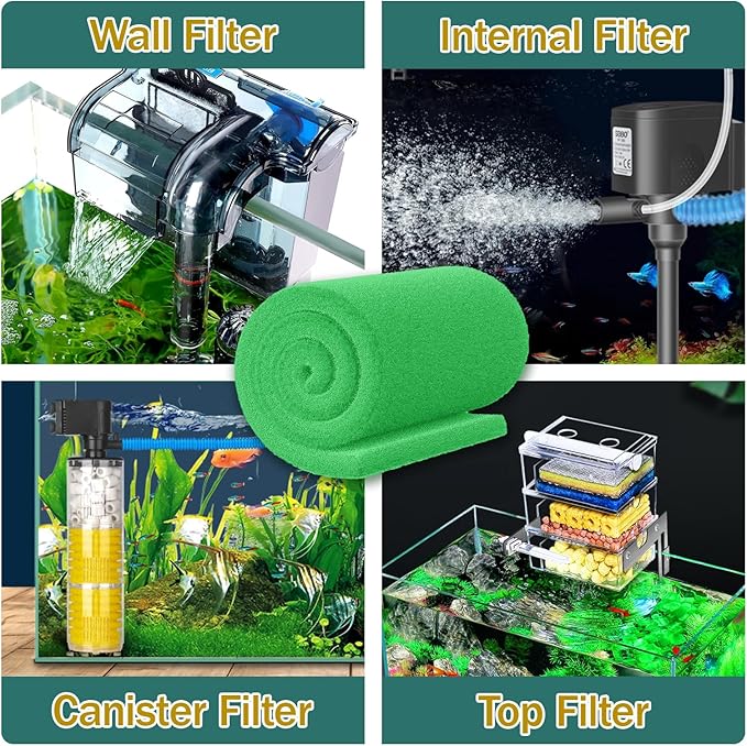 3PCS Aquarium Filter Floss - 12" x 78" (6.5ft per roll) - Total 19ft - 1" Thick Premium Polyester Filter Pad for Fish Tank - Mechanical Filtration, Crystal Clear Water, Fits Most Filters(19ft)
