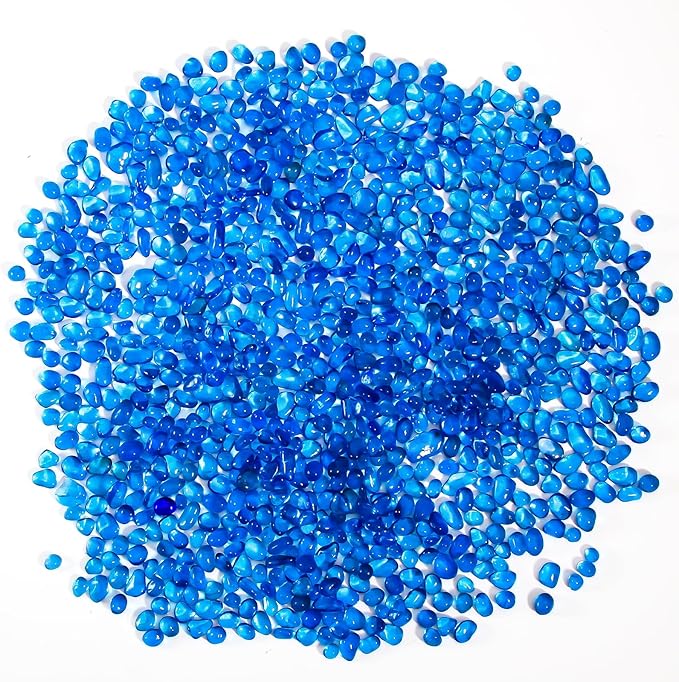 Crystal Chips Stone Pebbles 1 Lb/465g Natural Quartz Stones Aquarium Gravel Sea Glass Rock Sand for Crafts, Vases Filler, Succulent Plants, Aquarium Gravel Rocks, Fish Tank (Blue, One-Size)
