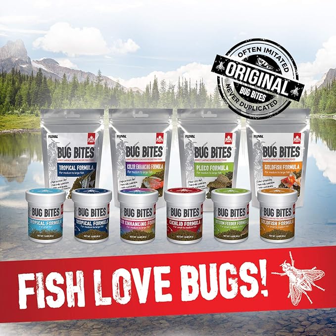 Fluval Bug Bites Color Enhancing Fish Food for Tropical Fish, Granules for Medium to Large Sized Fish, 1.6 oz., A6589, Brown (Pack of 2)