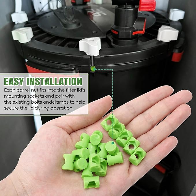 18 Pack Lid Fastener Barrel Nut Compatible with Fluval FX6 FX5 FX4 FX2 Canister Filter, Aquarium Filter Lid Fastener Replacement Part, Lock Nut Clamp Accessories (Barrels Only) (Green)