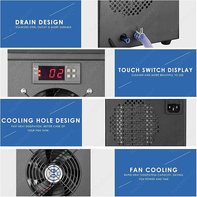 Aquarium Chiller,Fish Tank Cooling Fan,with Low Noise Compressor,for Hydroponics System,Air-Cooled Refrigeration for Aquatic Plant Cultivation 60L
