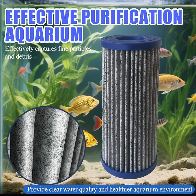 PurifyLogix 4PCS Upgraded Activated Carbon Micron Cartridge Replacement for Marineland Magnum Polishing Internal Canister Filters (ML90770), 2 Cartridge & 2 Rubber Gasket Compare to Part PA0140