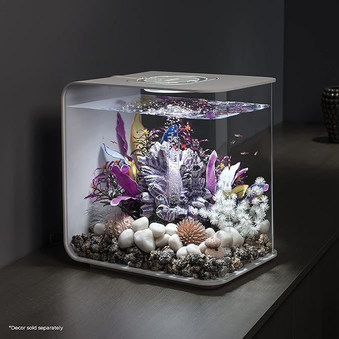 biOrb Flow 30 Acrylic 8-Gallon Aquarium with White LED Lights Modern Tank for Tabletop Display, White