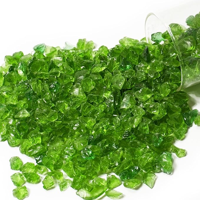 1 Lb Green,Large Decorative Sea Glass,Glass Granules Crafts,Irregular Sea Glass for Vase Fillers,Tabletop Fountain Fillers,Succulent Terrarium Decor,Aquarium,Fish Turtle Tank Decorations
