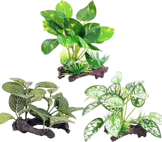 3PCS Artificial Fish Tank Plants Silk Aquarium Plants for Betta Fish
