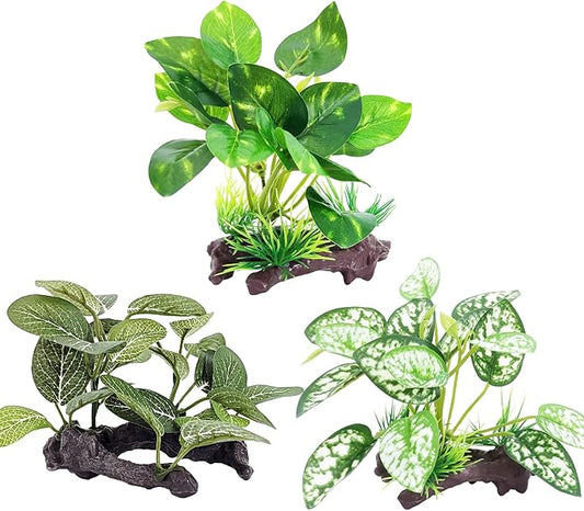 3PCS Artificial Fish Tank Plants Silk Aquarium Plants for Betta Fish