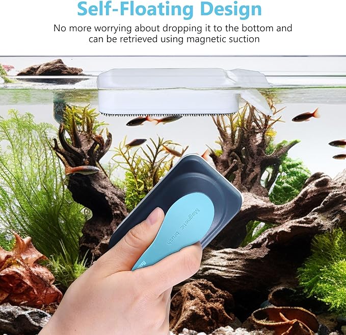 fishkeeper Aquarium Magnetic Glass Cleaner, Fish Tank Algae Magnet Cleaning Tool with Algae Scraper for Glass Aquariums Tank, Floating Scrubber Brush, 2 Detachable Scrapers, Large