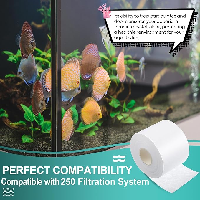 Dreyoo Replacement Fleece Roll Compatible with Reef 250, 105 Ft – Easy Install, Superior Filtration for Clean, Clear Reef Tanks – Ideal for Aquarium Enthusiasts, Fit Roller Mat Filter(1 Pack)