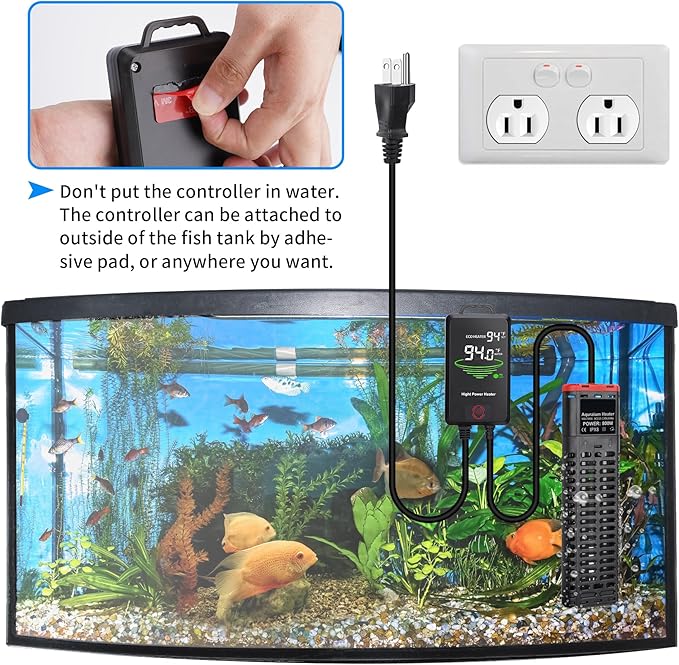 Aquarium Heater 800W Submersible Fish Tank Heater with Double Quartz Tubes and LED Display Temperature Controller for 80-220 Gallon, Suitable for Saltwater and Freshwater