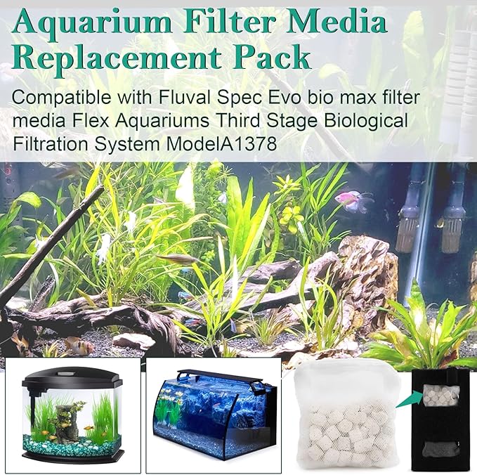 A1378 Aquarium Filter Media Replacement Pack Compatible with Fluval Spec,Evo,Bio-max,Flex,Aquariums Third Stage Biological Filtration System(6-Pack)